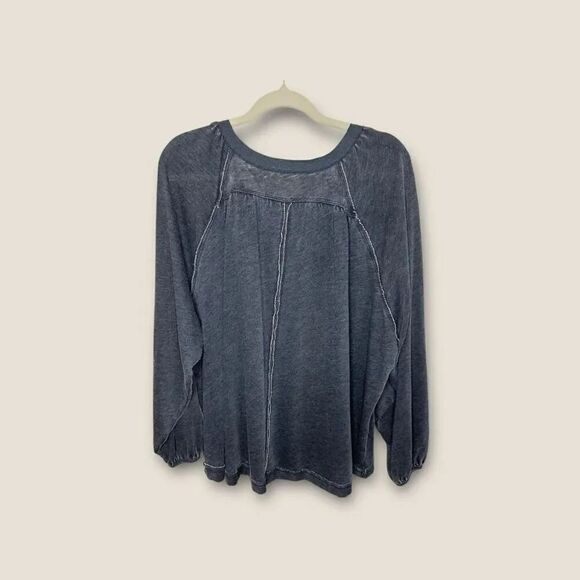 Free People Acadia Washed Black Long Sleeve Henley Top Size XS - Picture 6 of 10